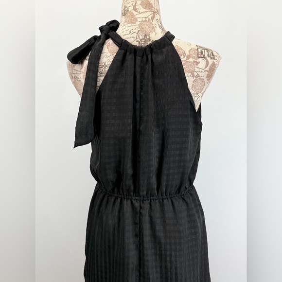 ANN TAYLOR FACTORY Black on black gingham print halter Midi Dress size M - Picture 4 of 13